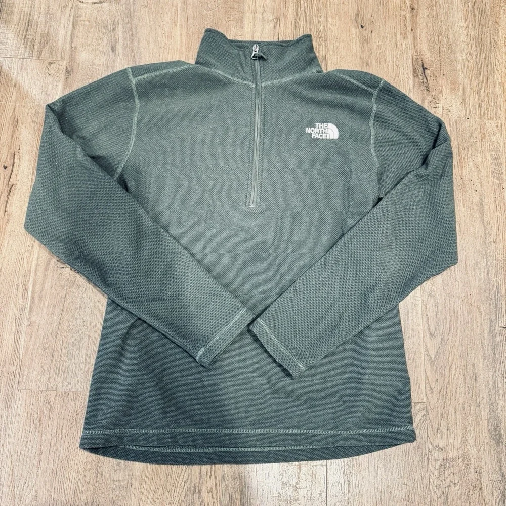 The North Face Men's M 1/4 Zip Pullover Sweater Green Outdoor Hiking Fleece